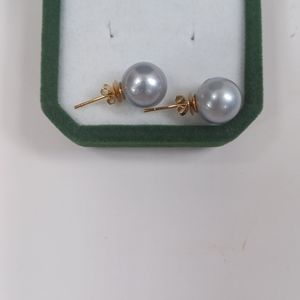 #4 Authentic Southsea Pearl earrings Bluesh 14K gold stud
